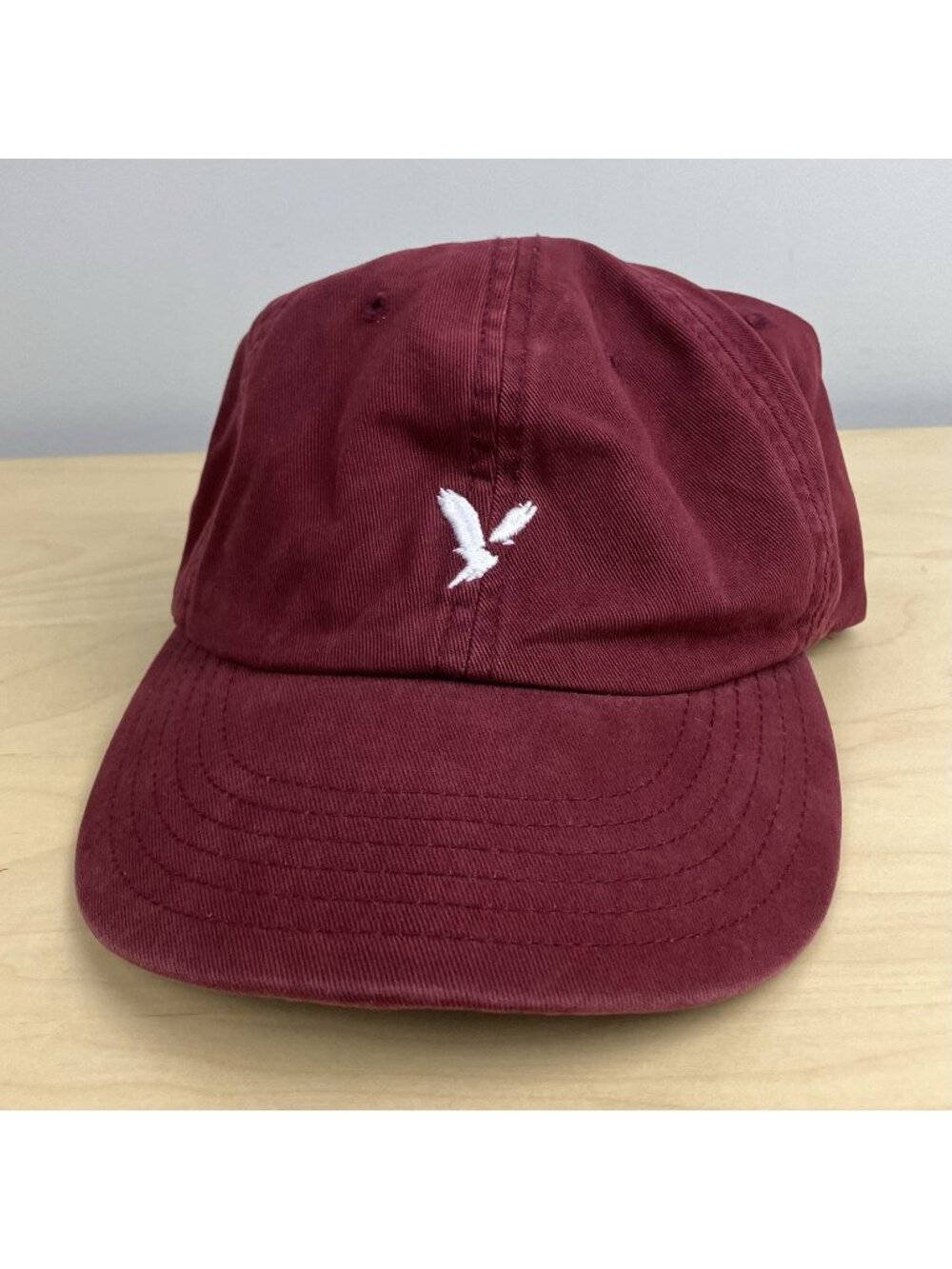American Eagle Strapback Hat Maroon Embroidered Eagle Logo
